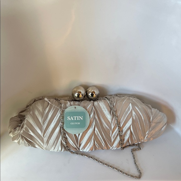 satin Handbags - Vintage stock Elegant Satin Clutch in silver 2001